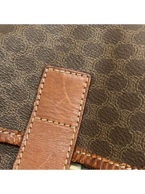 Celine Backpack Macadam Pattern Dark Brown Drawstring Leather main image 12